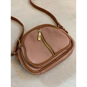 COPY - Valentina, genuine leather vintage rose pink and tan crossbody everyday …